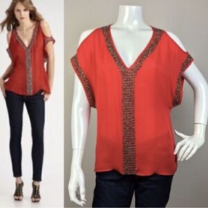 Parker Red Peek a Boo Blouse